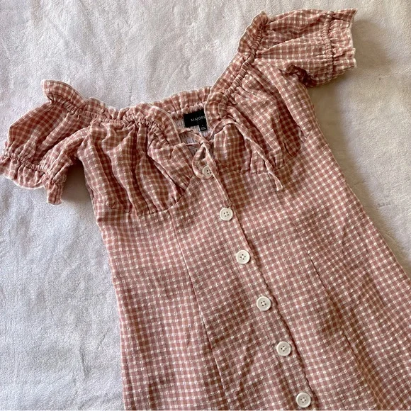 MAJORELLE Golden Gal Mini Dress in Pink Plaid Size Small - Picture 5 of 10